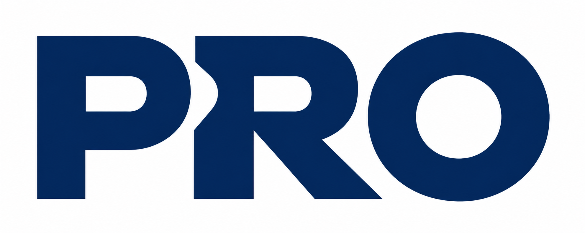 The word “PRO” displayed in large, bold dark-blue letters on a white background.